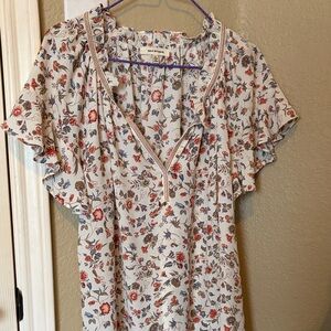 Max Studio Multicolor Floral Ruffle Blouse